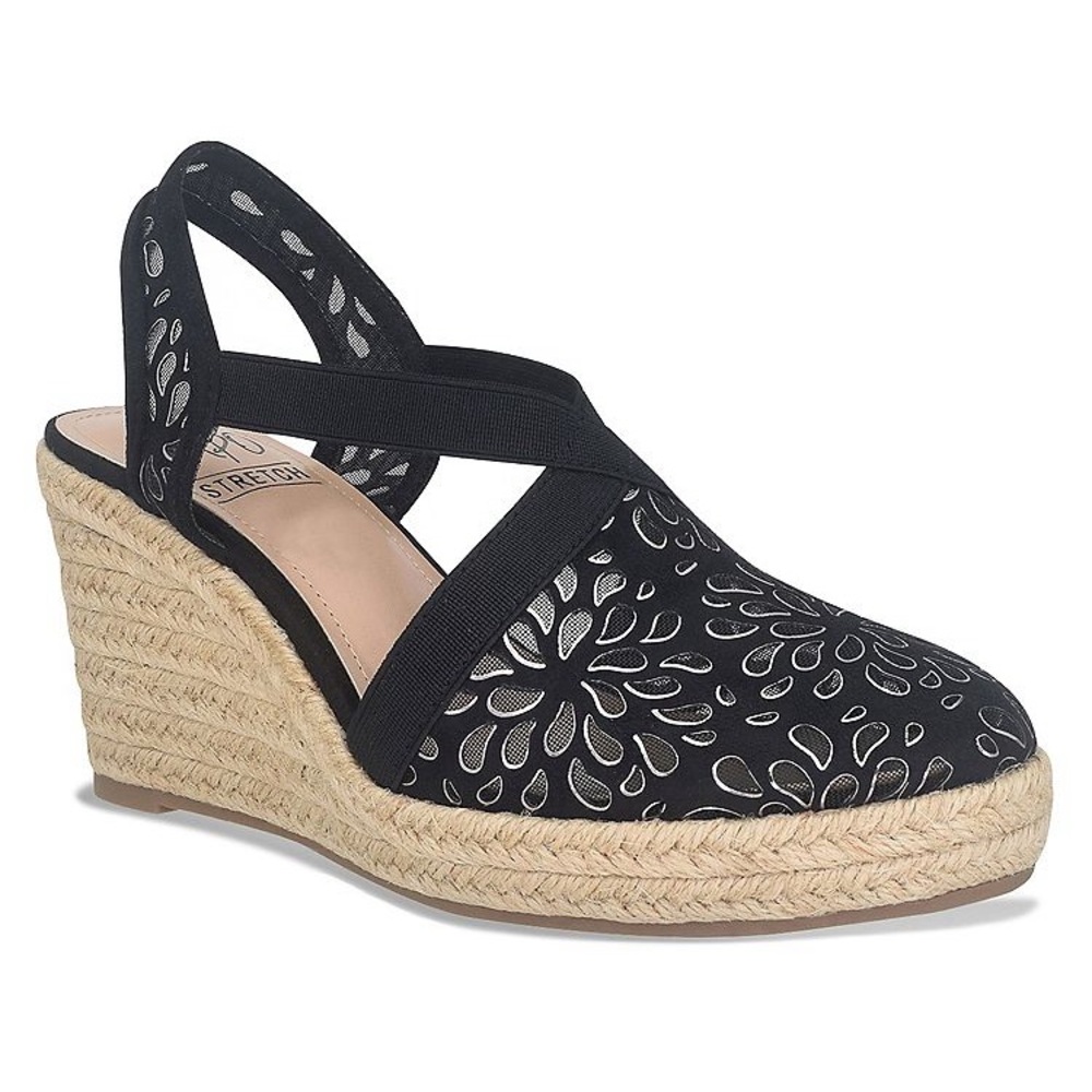 Impo Black Espadrille Shoes with Crochet Upper